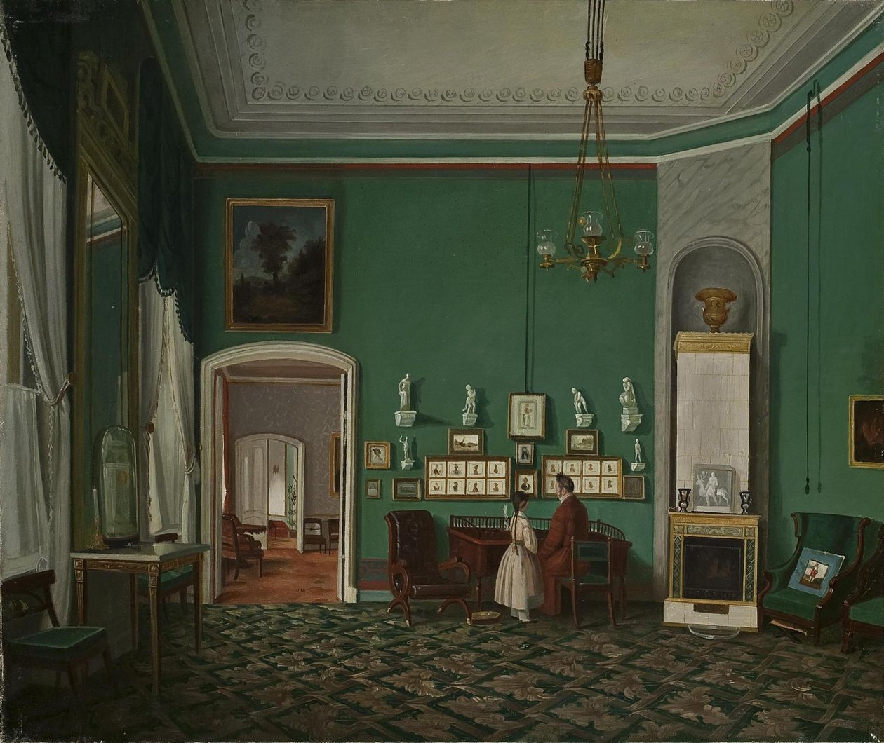 Interieur met een Enfilade, 1830s door Unbekannt