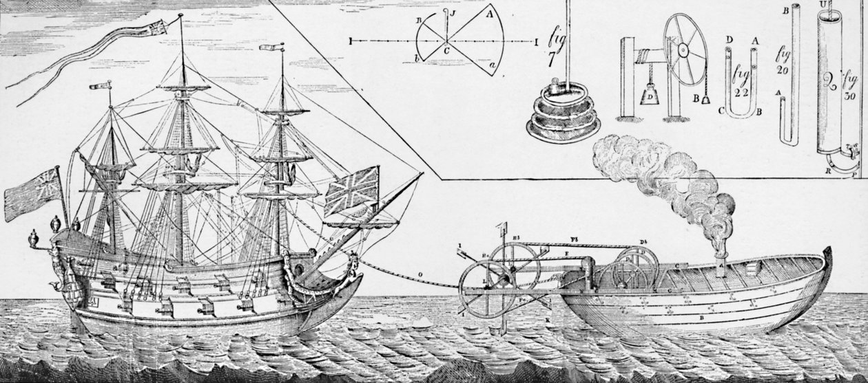 Stoomsleepboot van Jonathan Hulls, 1736, 1904 door Unbekannt