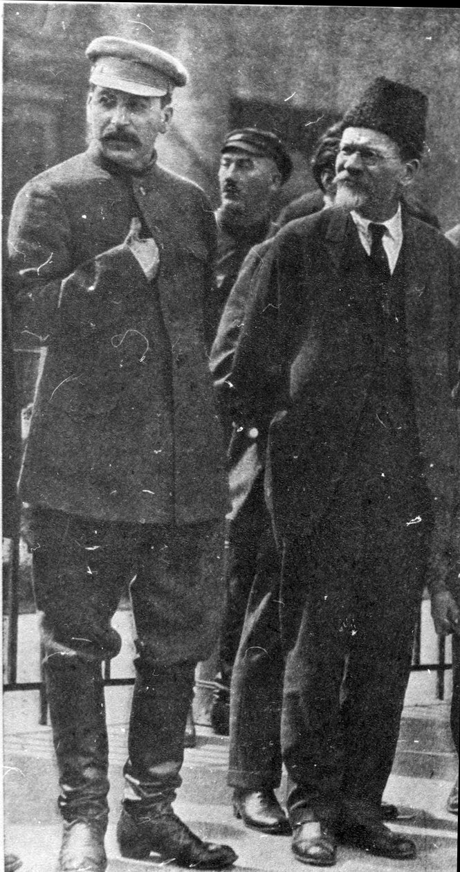 Josef Stalin en Mikhail Kalinin, Sovjetleiders, jaren 1930 door Unbekannt