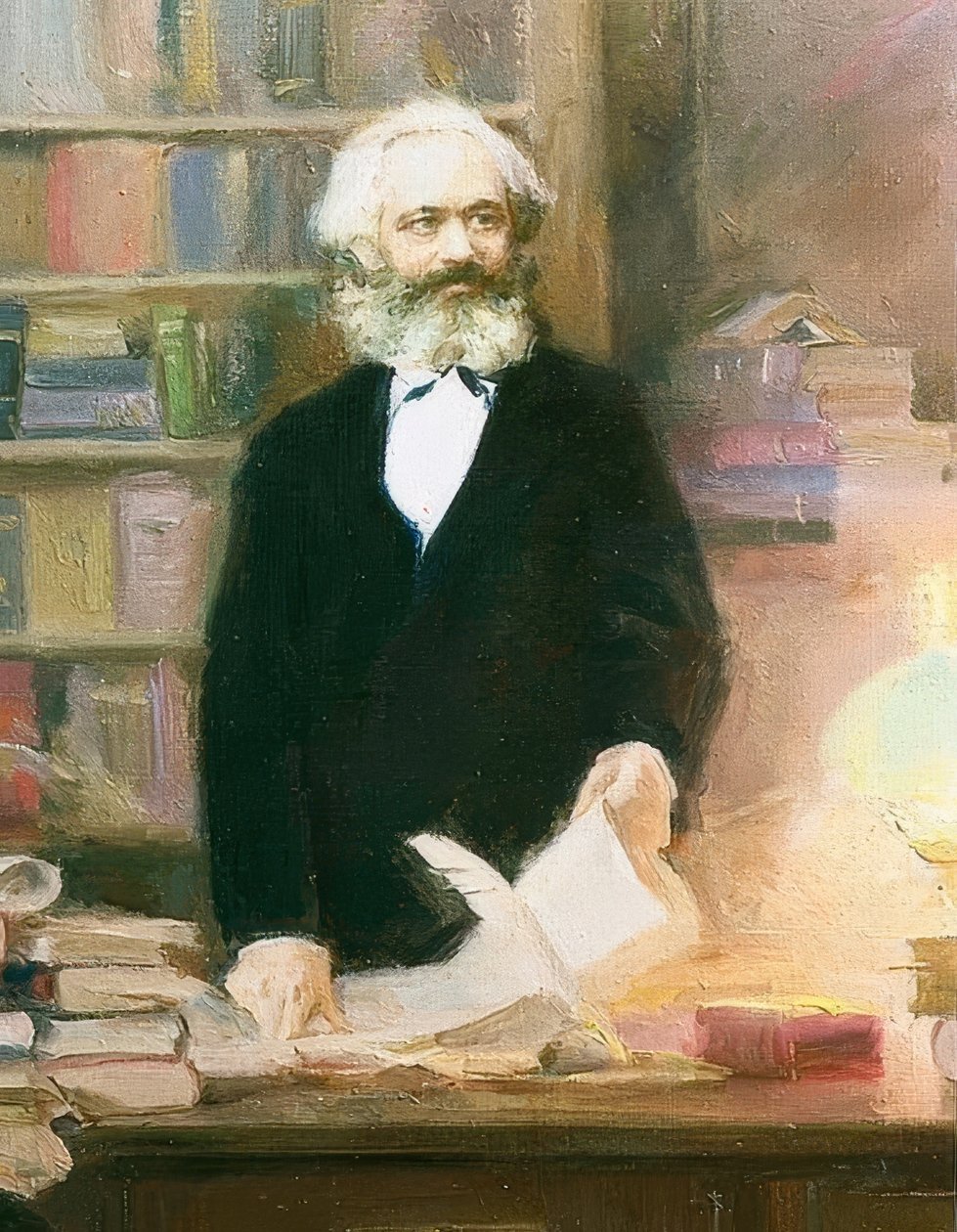 Karl Marx in zijn werkkamer. Omstreeks 1875 door Unbekannt