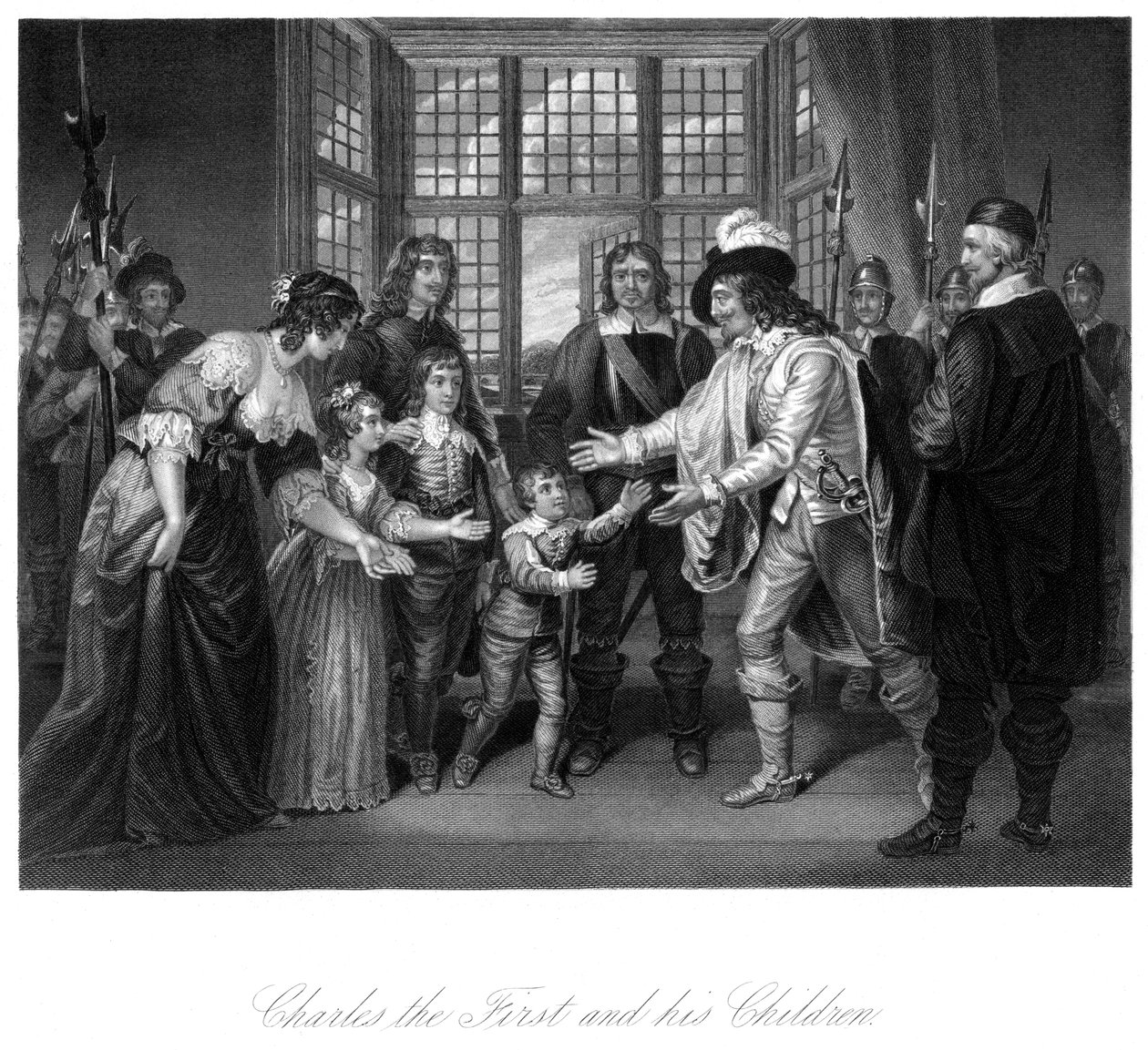 Koning Karel I en zijn kinderen door Unbekannt