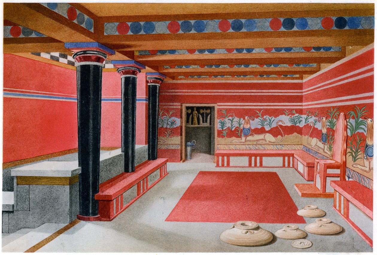 Troonzaal van koning Minos, Knossos, Kreta door Unbekannt