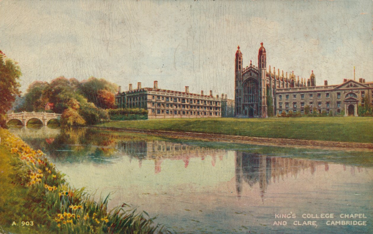 Kings College Chapel en Clare College, Cambridge, c1935 door Unbekannt