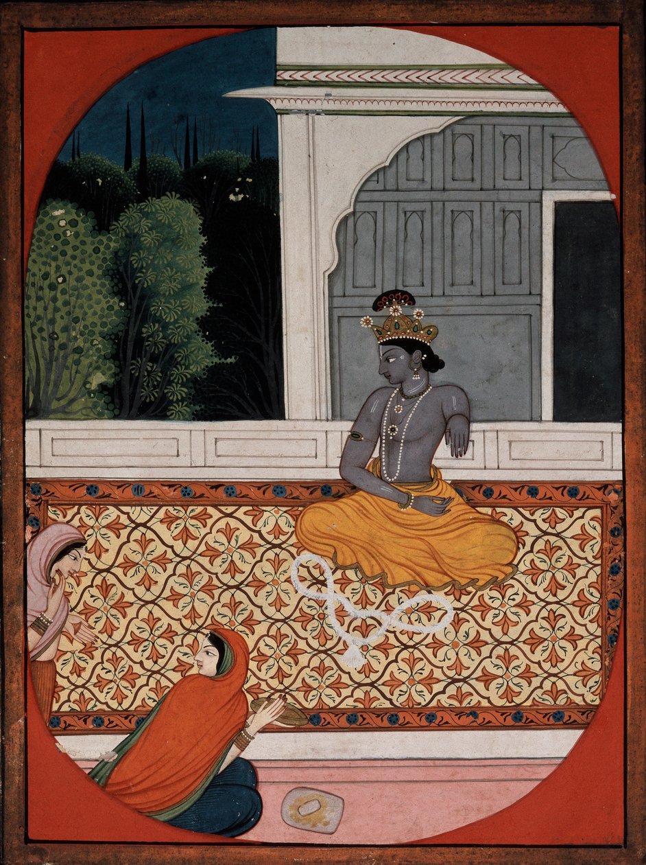 Krishna legt zijn krans af door Unbekannt