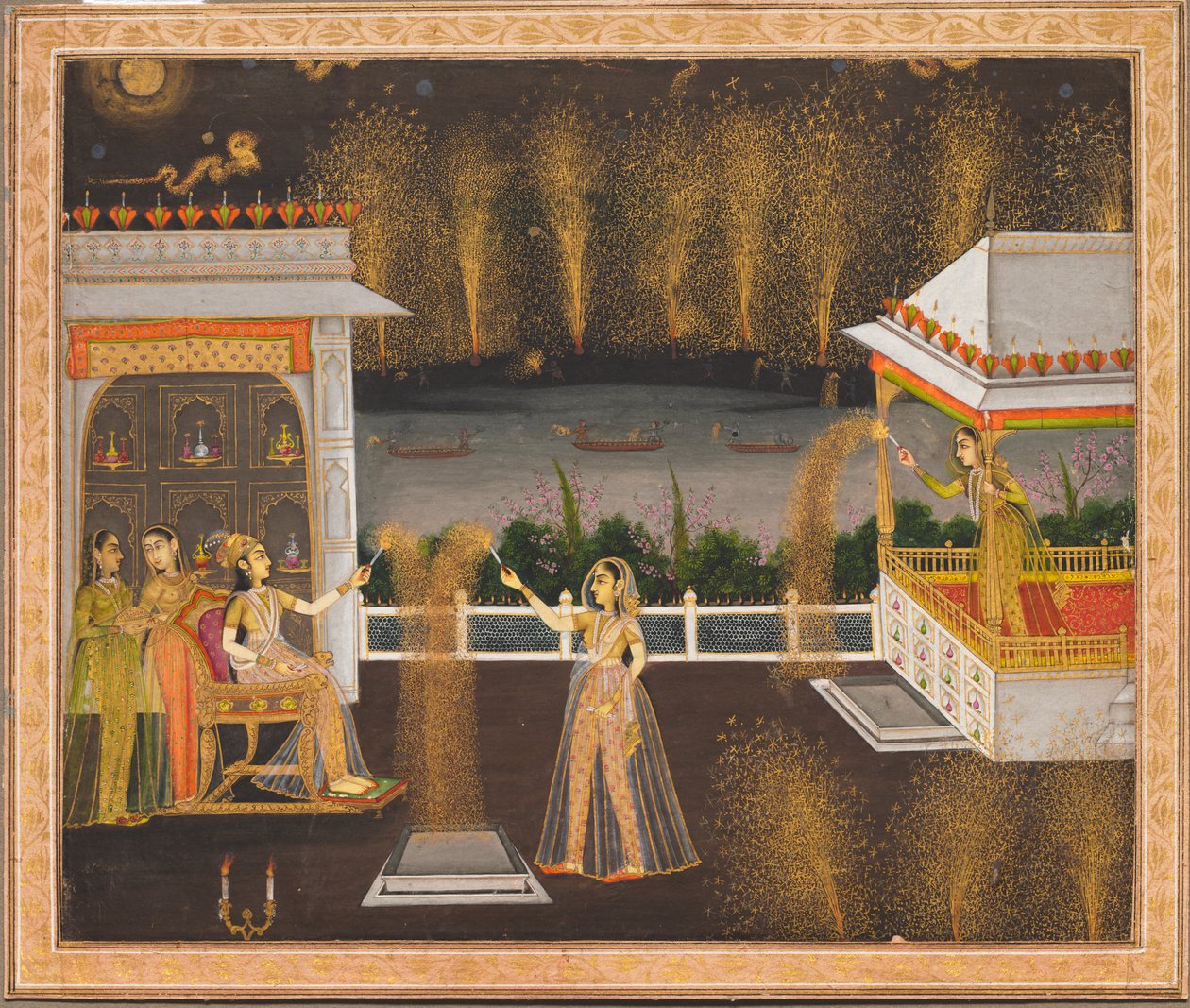 Dames die Diwali vieren, ca. 1760 door Unbekannt