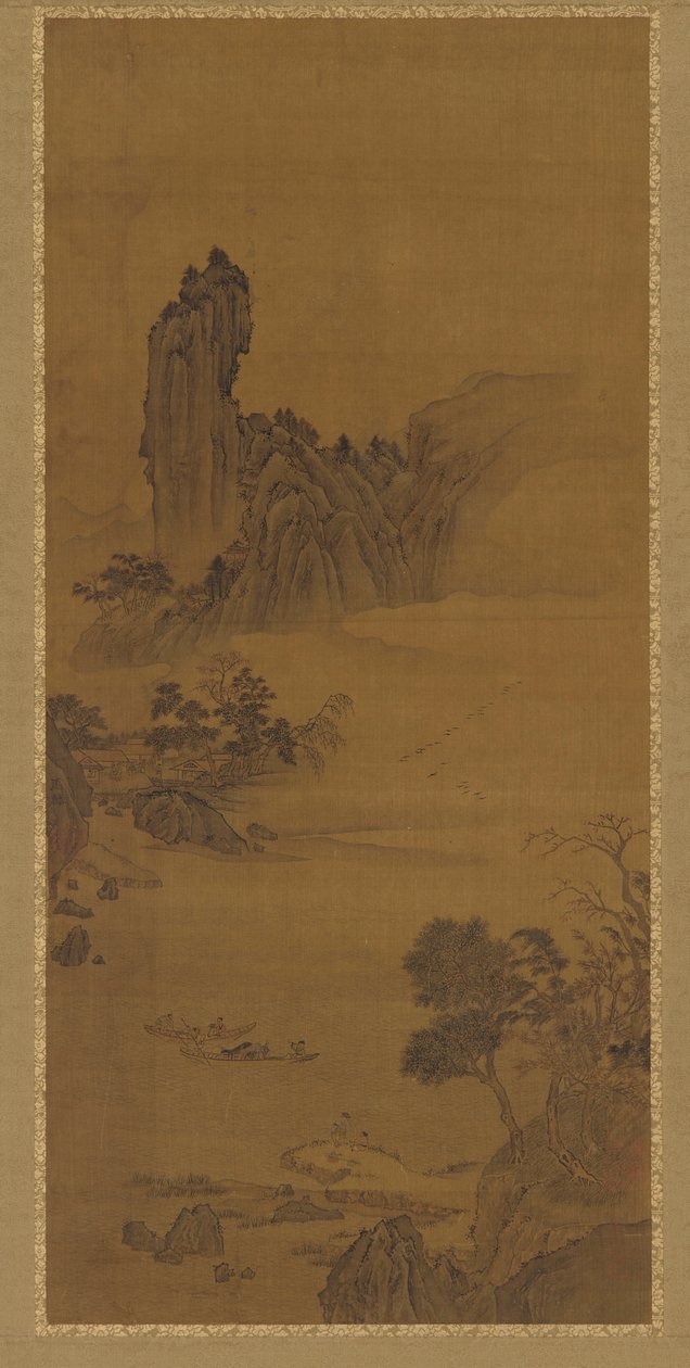 Landschap met veerboten, Qing-dynastie, 18e eeuw door Unbekannt