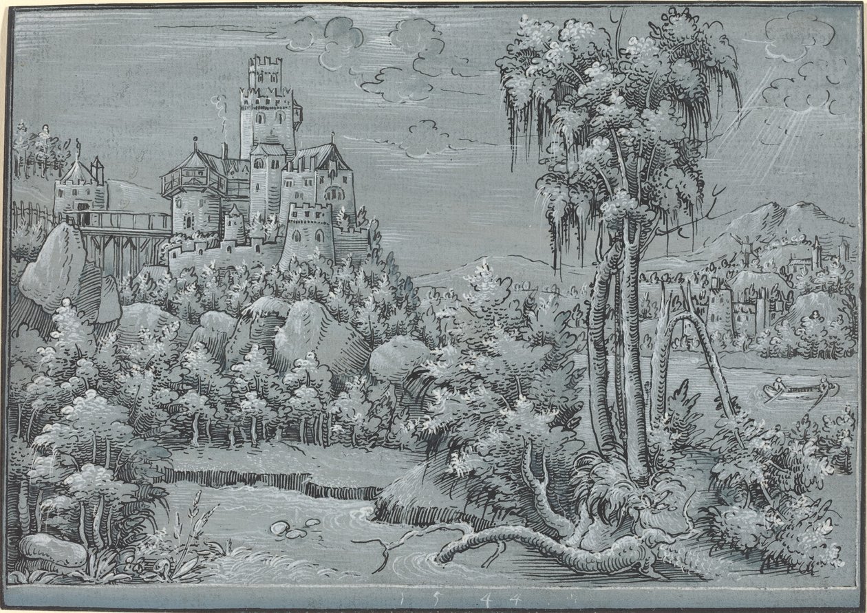 Landschap met een kasteel, 1544 door Unbekannt