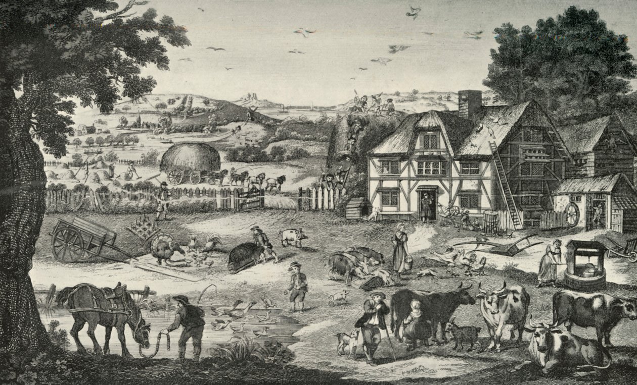 Levendige Activiteit op een Achttiende-eeuwse Boerderij, 1938 door Unbekannt