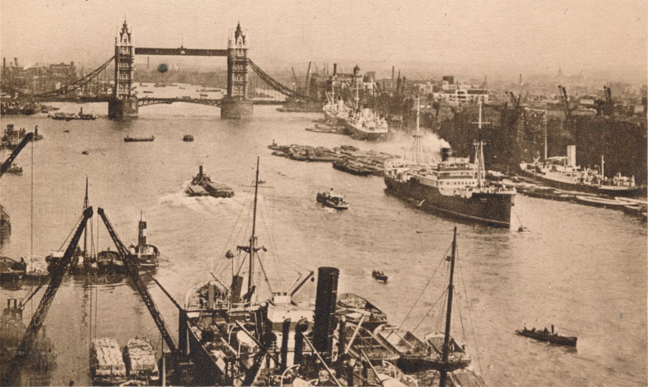 Londen - Tower Bridge en de Pool, c1910 door Unbekannt
