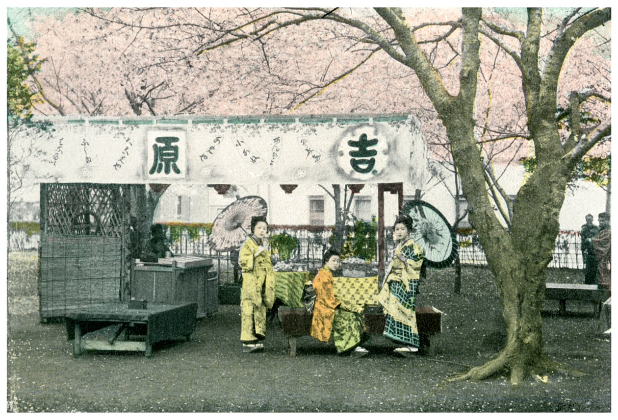 Lunchkraam in een openbaar park, Japan, 1904 door Unbekannt