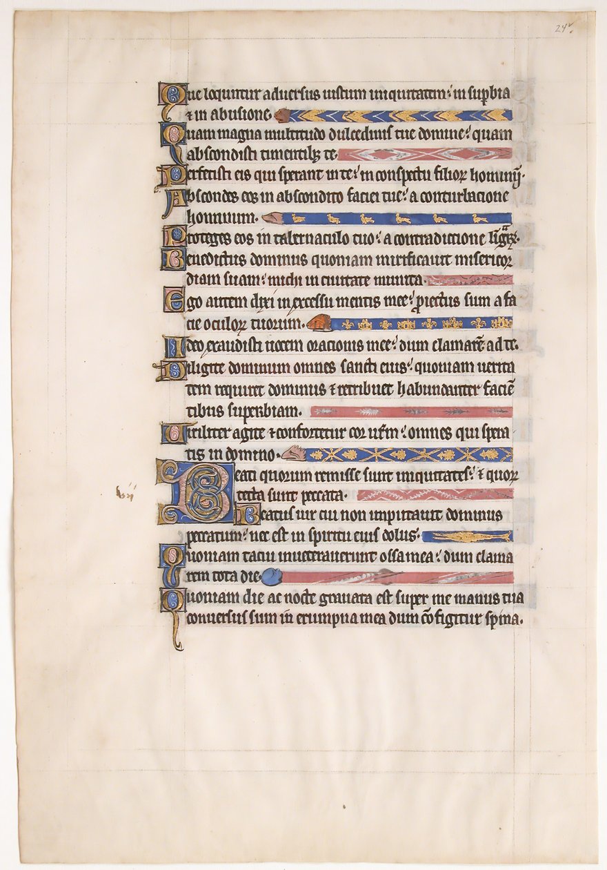 Manuscriptblad uit een koninklijke psalter, 13e eeuw door Unbekannt