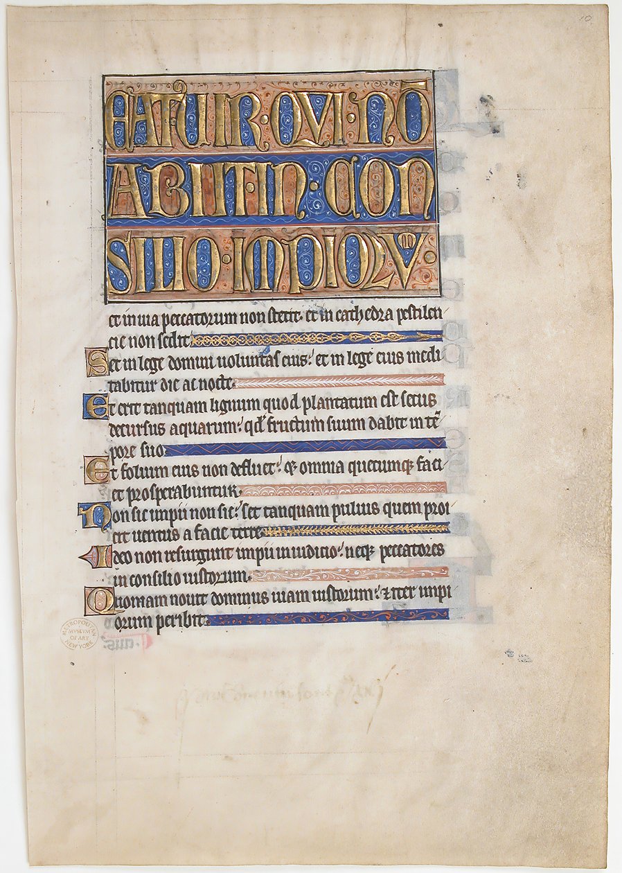 Manuscriptblad uit een Koninklijke Psalter, Brits, 1250-70 door Unbekannt