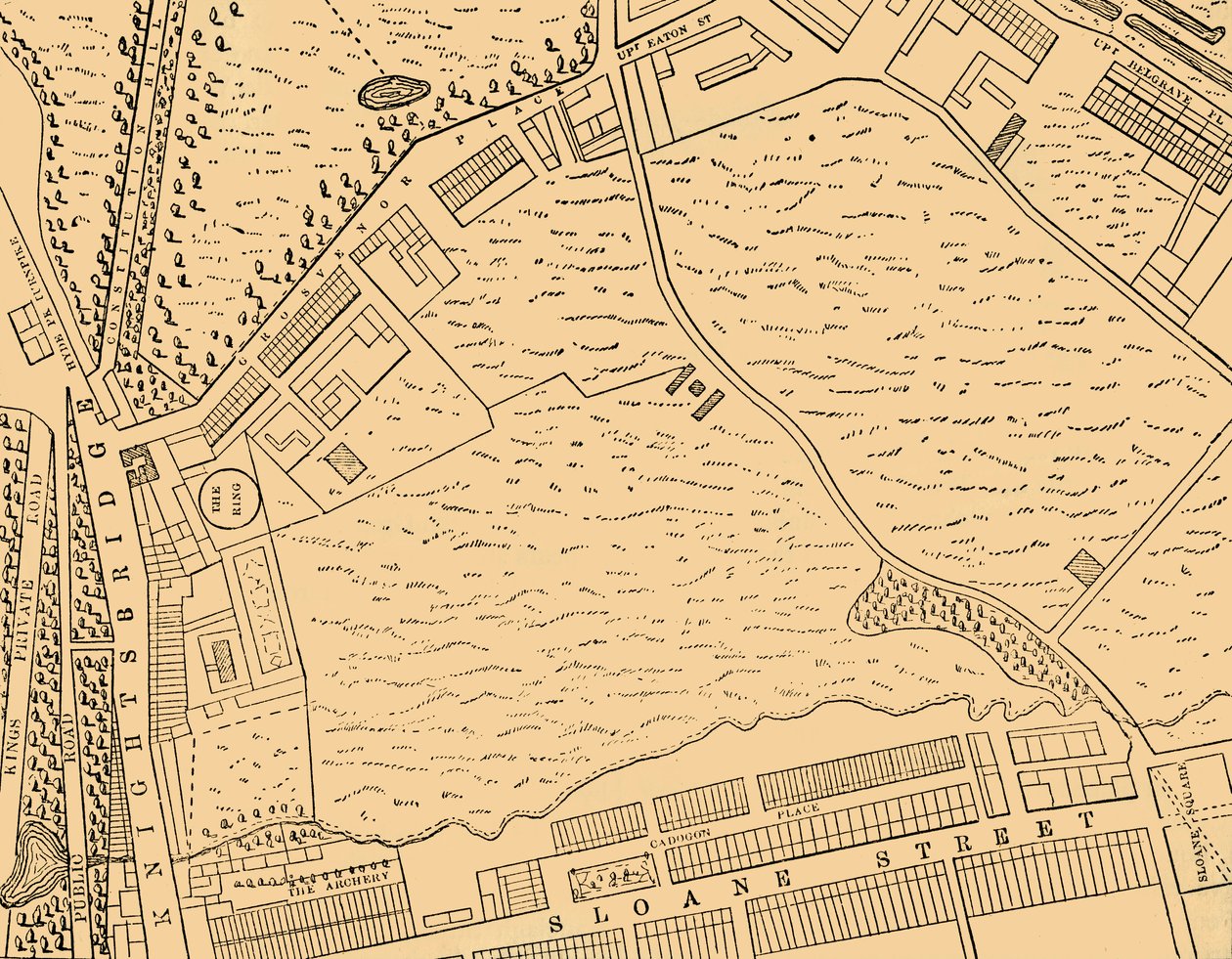 Kaart van Belgravia, 1814, ca. 1876 door Unbekannt