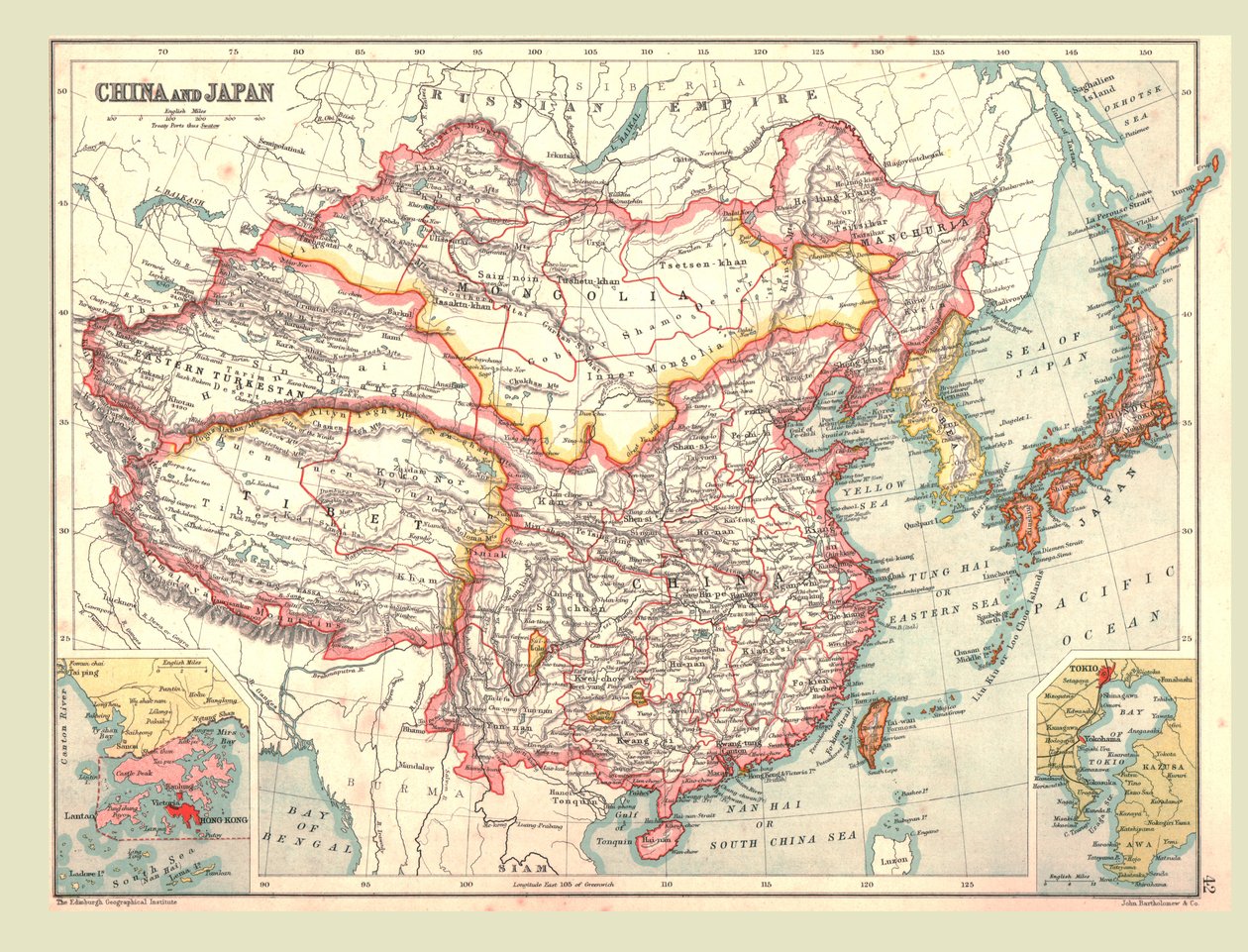 Kaart van China en Japan, 1902 door Unbekannt