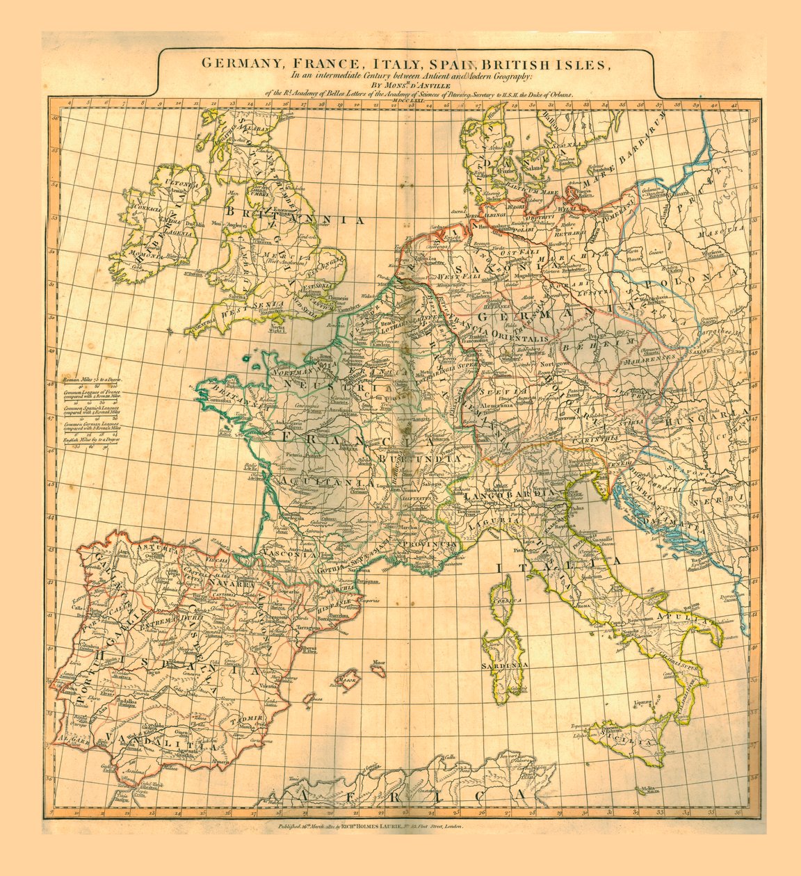 Kaart van Europa, 1821 door Unbekannt