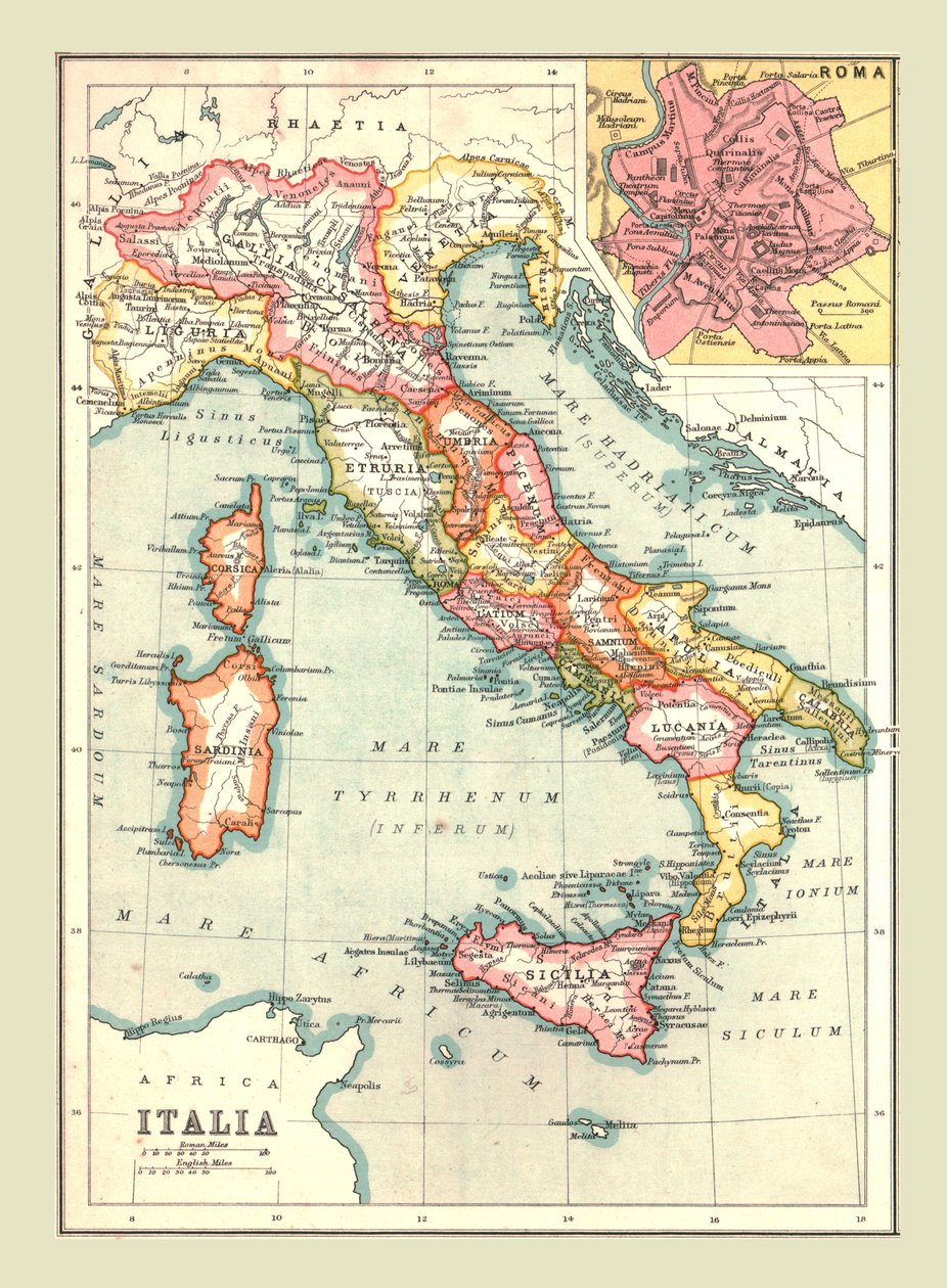 Kaart van Italië door Unbekannt