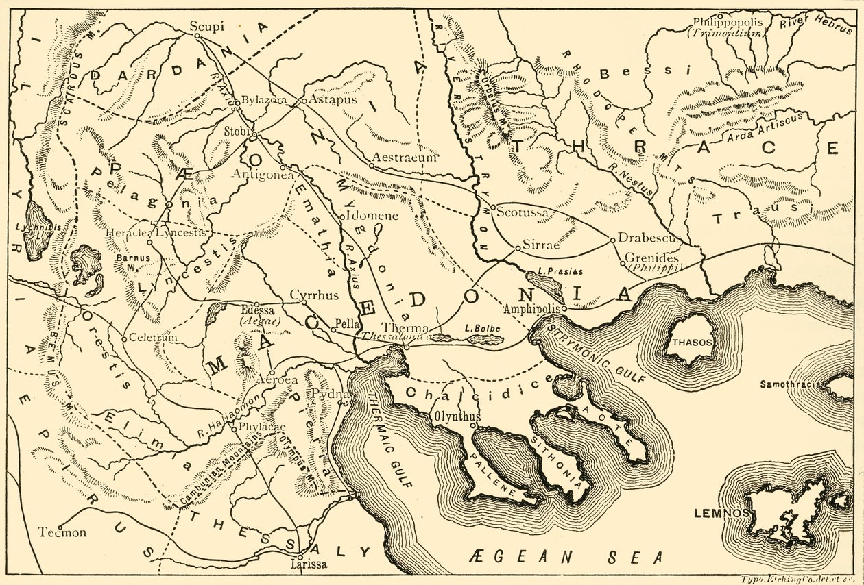 Kaart van Macedonië en de aangrenzende districten, 1890 door Unbekannt