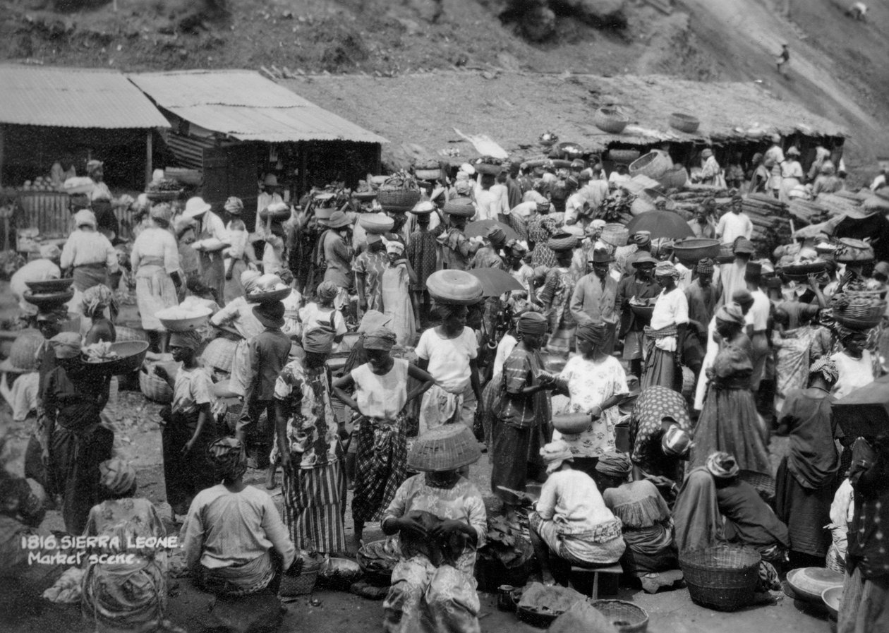 Marktscène, Sierra Leone, 20e eeuw door Unbekannt
