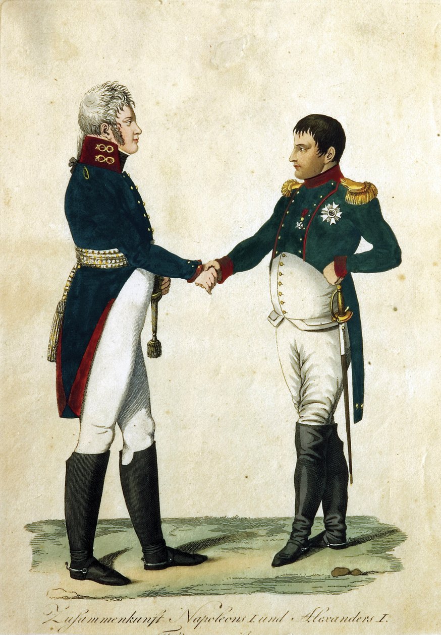 Ontmoeting van Napoleon en Alexander I door Unbekannt