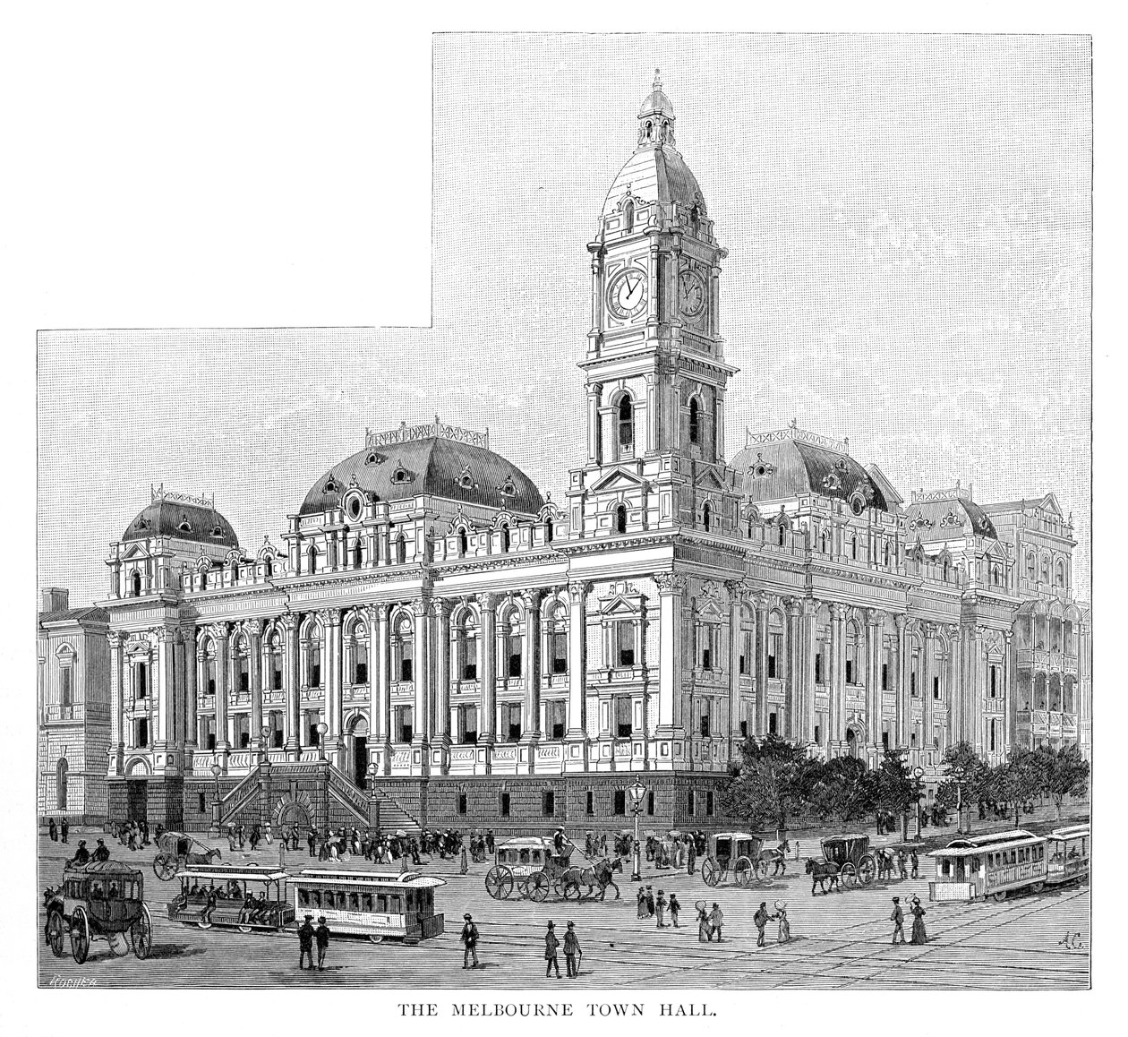 Melbourne Stadhuis, Victoria, Australië, 1886 door Unbekannt