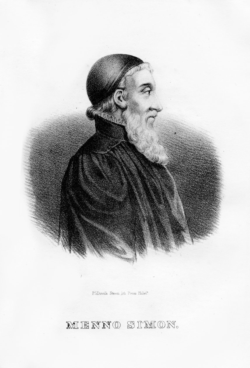 Menno Simons, Nederlandse anabaptistische religieuze leider, 1854 door Unbekannt