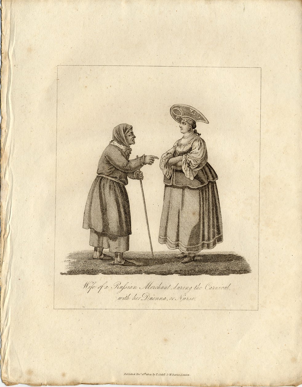Koopmansvrouw Met Verpleegster Tijdens Fasching, 1833 door Unbekannt