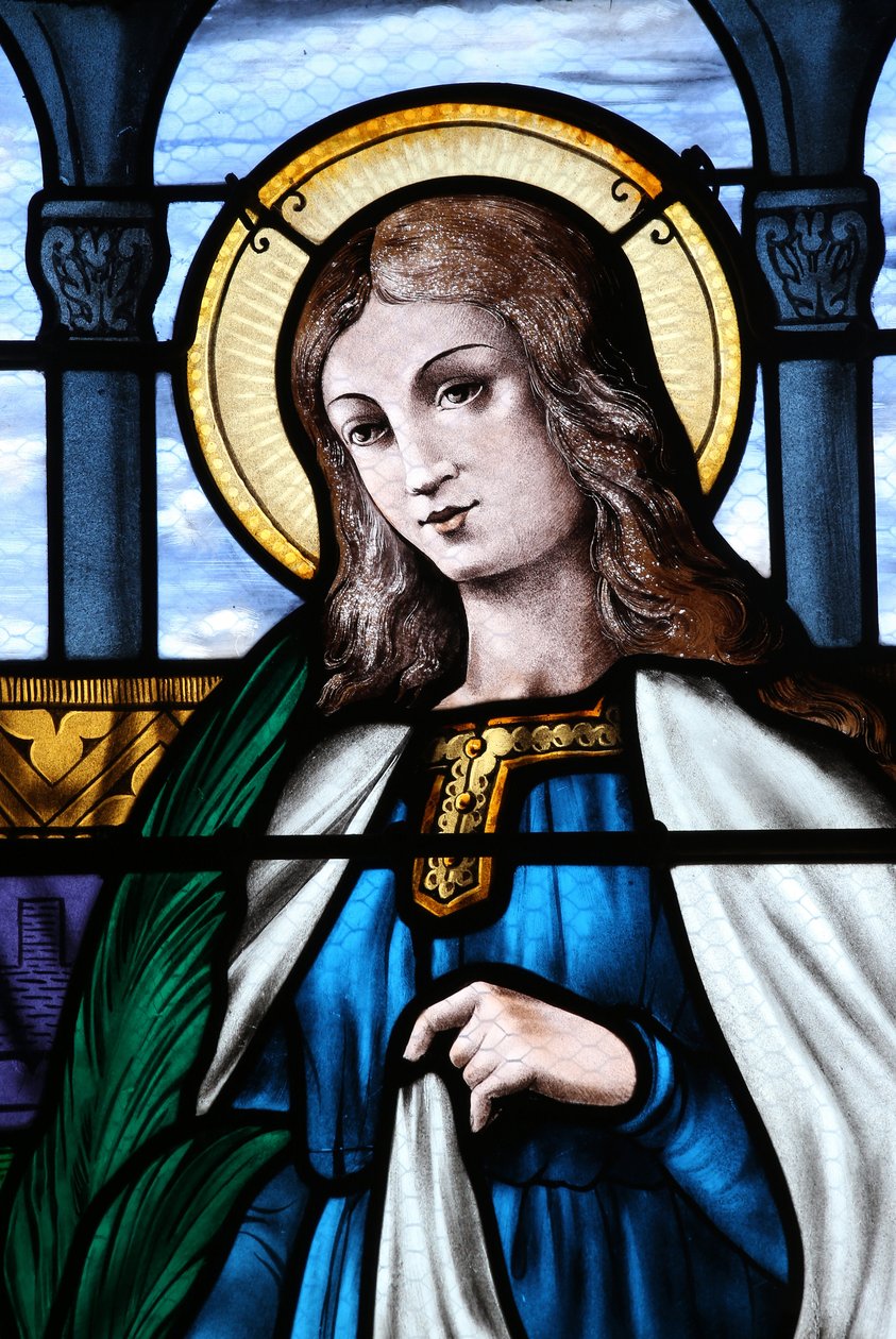 Mezilles kerk. Glas-in-loodraam. Sint Eliane door Unbekannt