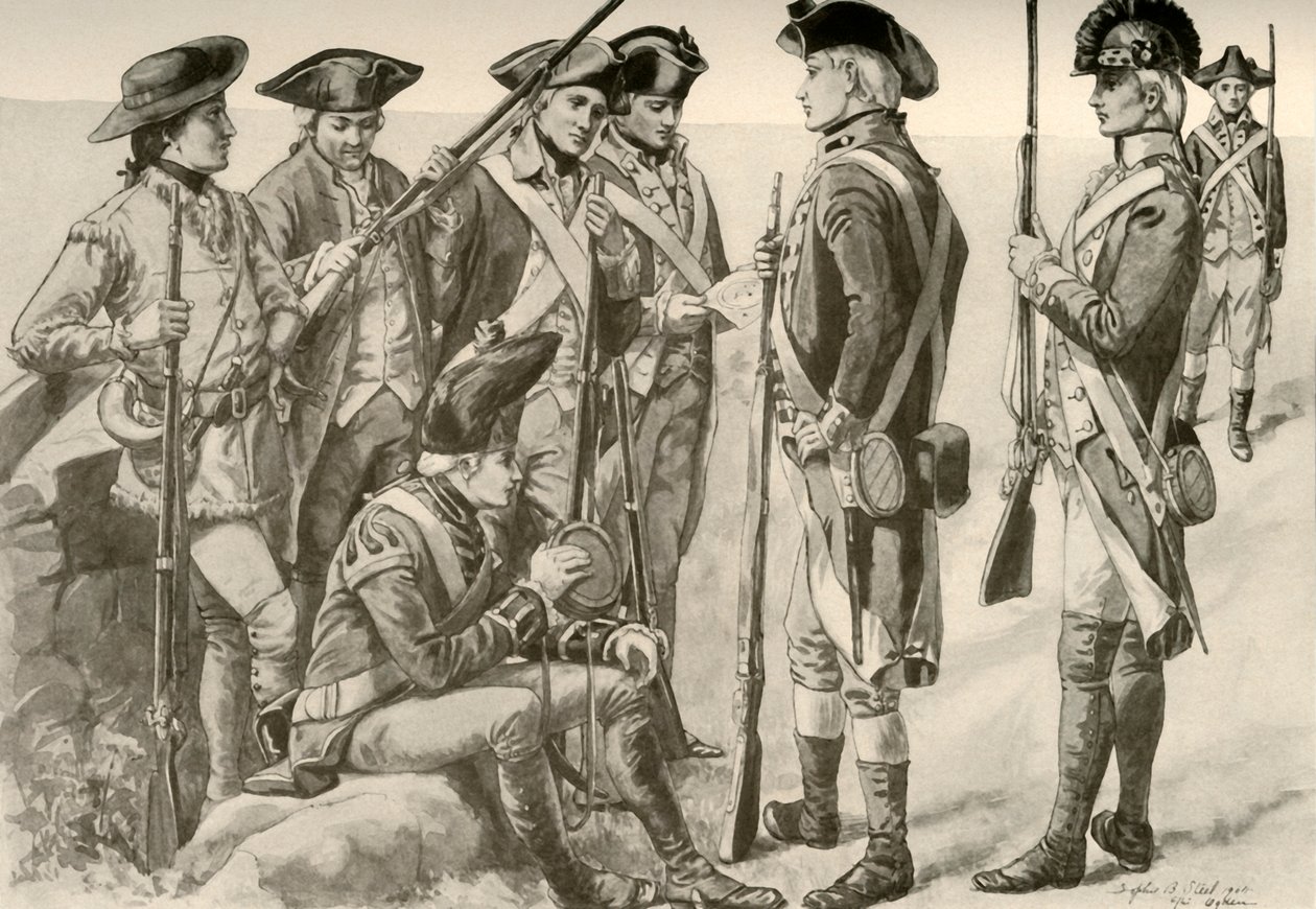 Militaire Uniformen in Amerika, ca. 1770, 1937 door Unbekannt