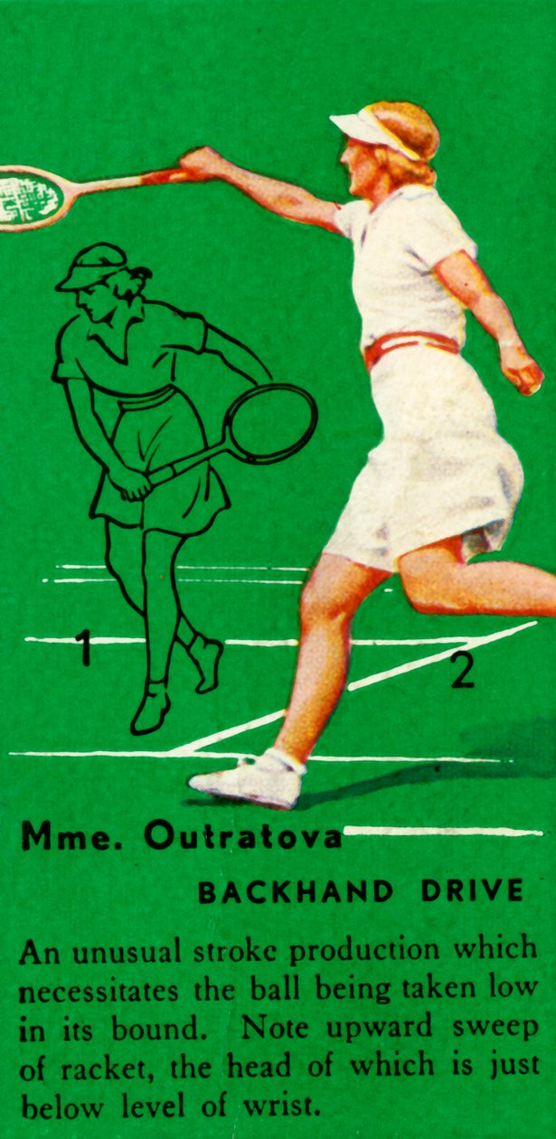 Mme. Outratova - Backhand Drive, ca. 1935 door Unbekannt
