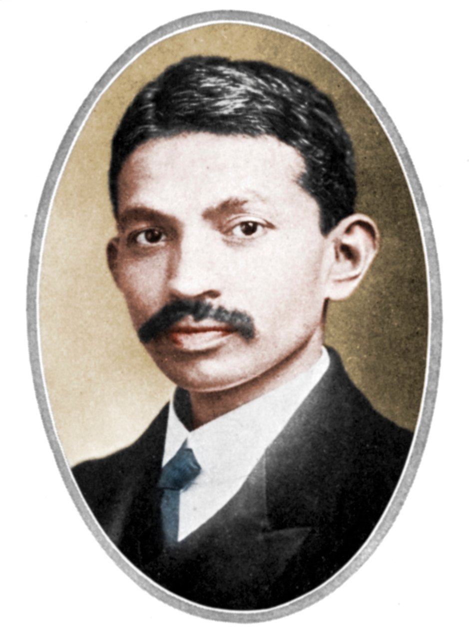 Mohandas Karamchand Gandhi 1869-1948, als jonge man door Unbekannt