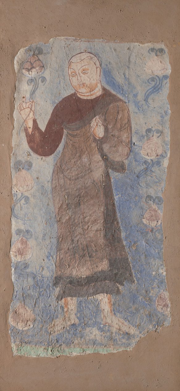Monnik met een lotus, ca. 6e-7e eeuw door Unbekannt