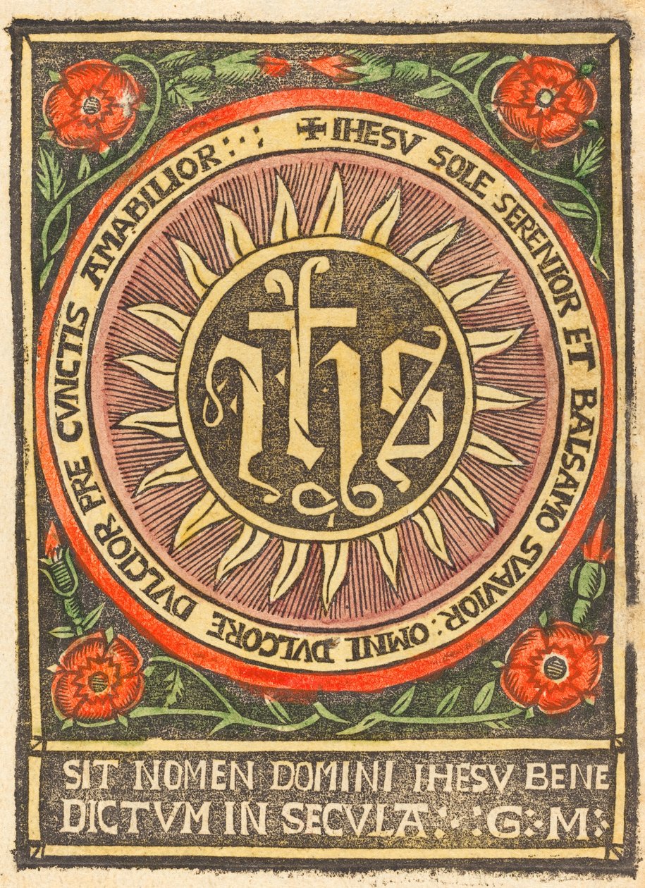 Monogram JHS in een vlammende cirkel, ca. 1500 door Unbekannt