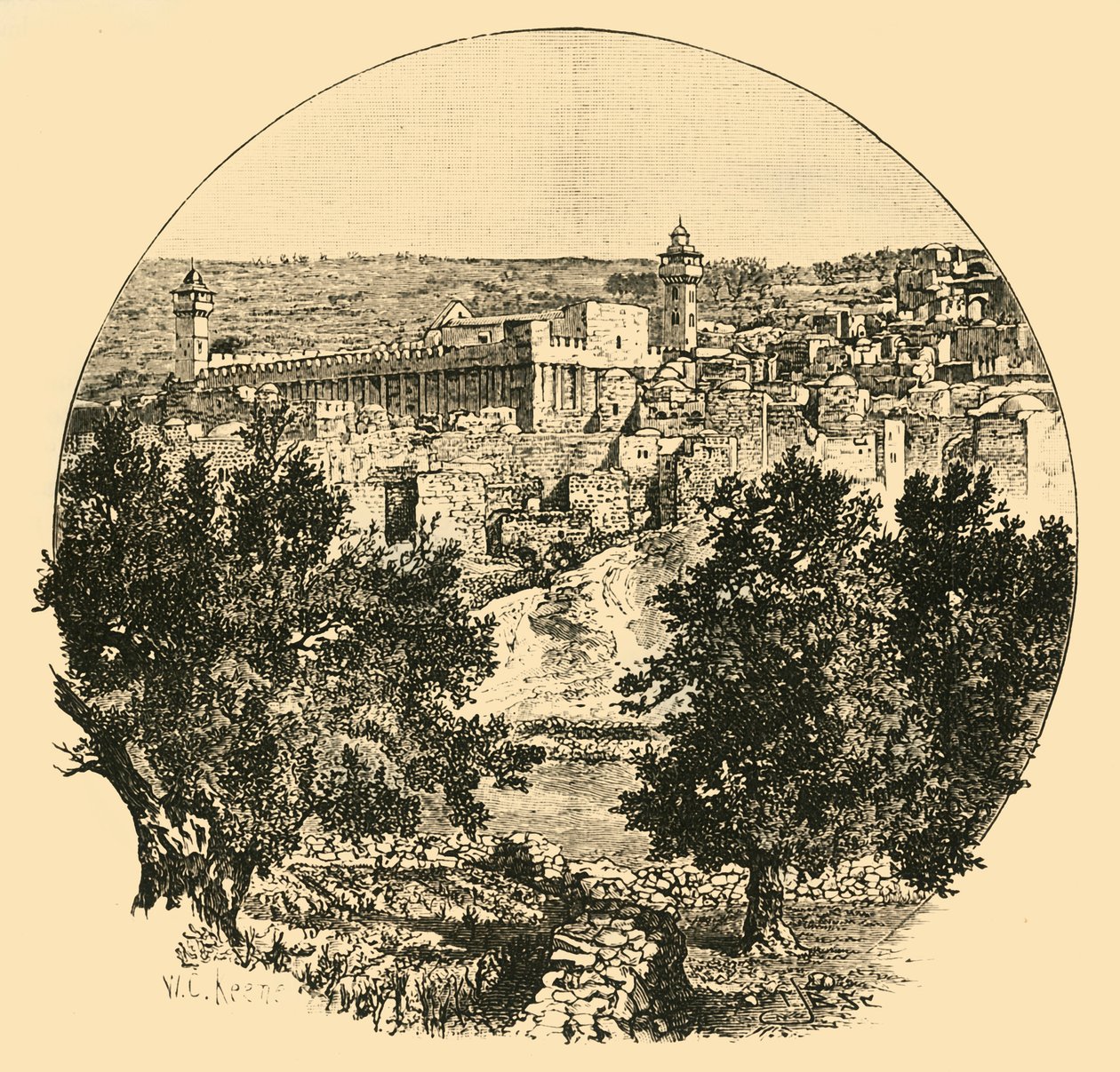 Moskee in Hebron, 1890 door Unbekannt