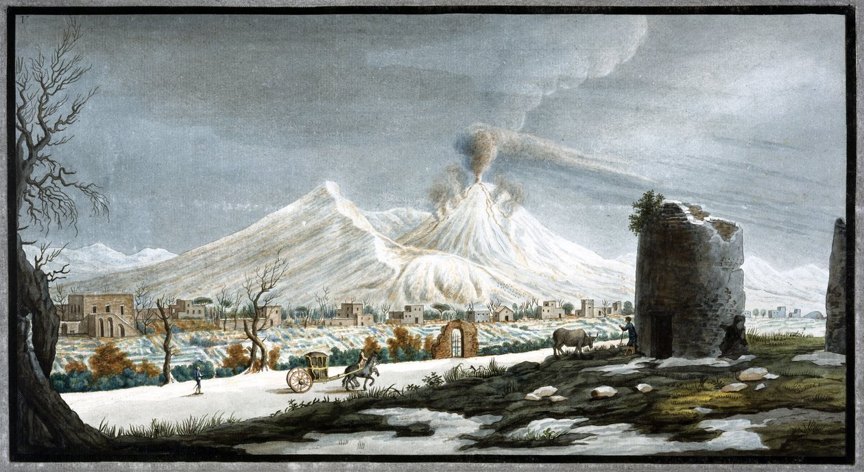 De Vesuvius uitbarstend, Koninkrijk Napels, winter 1767 door Unbekannt