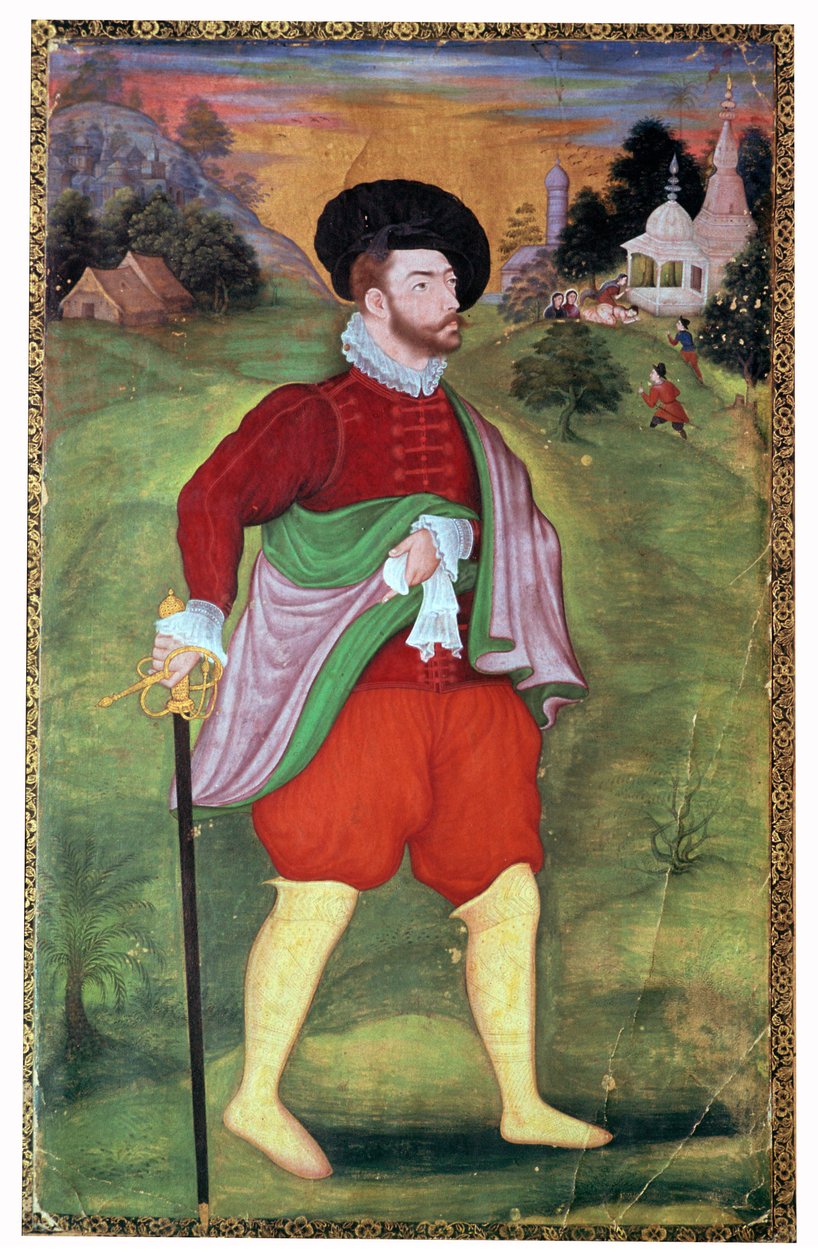 Mughal portret van een Europeaan, 16e eeuw door Unbekannt