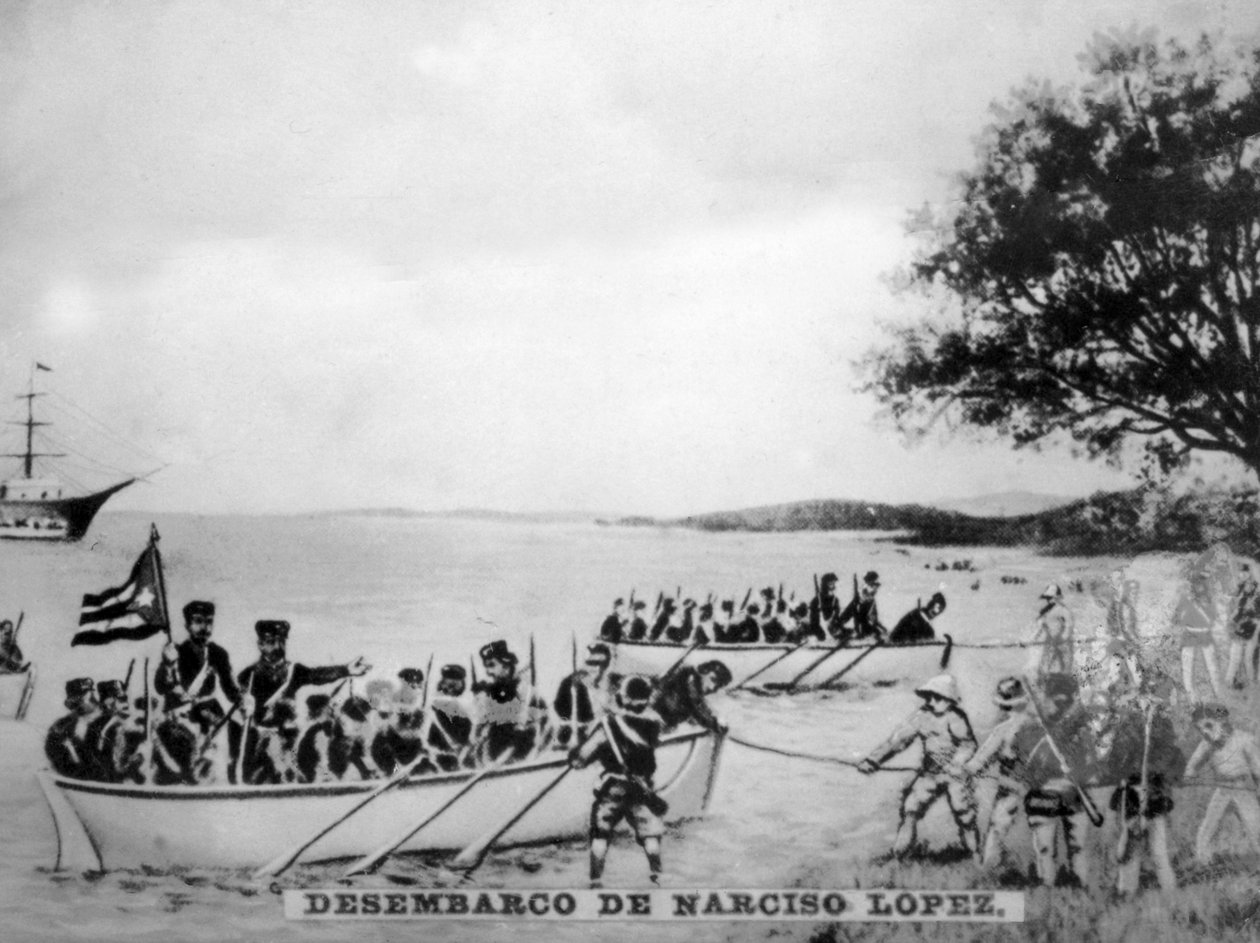 Narciso Lopez landt in Cardenas, 1850 door Unbekannt
