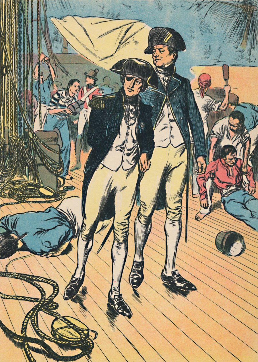 Nelson op de Victory bij Trafalgar, ca. 1907 door Unbekannt