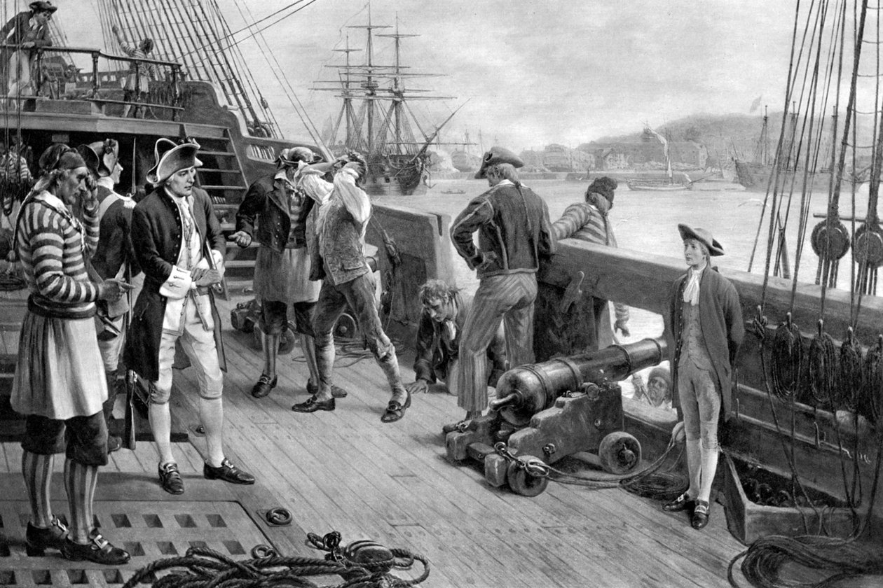 Nelsons Eerste Voetstap in de Marine, Chatham, 1771 door Unbekannt