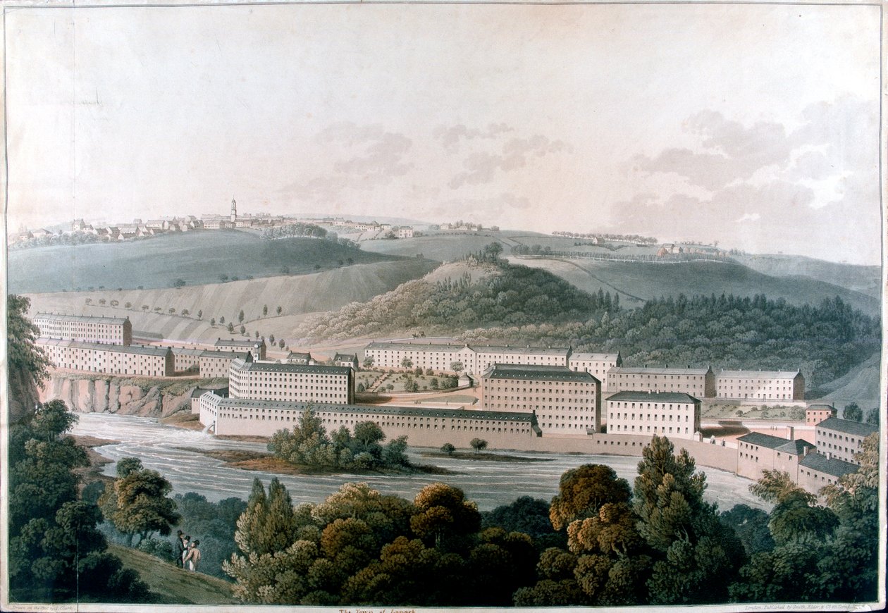 New Lanark Mills, Schotland, ca. 1815 door Unbekannt