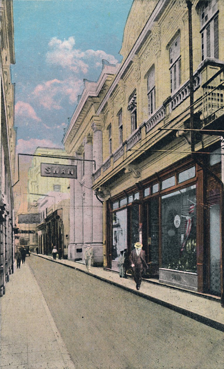 Obispo Straat, Havana, Cuba, ca. 1910 door Unbekannt