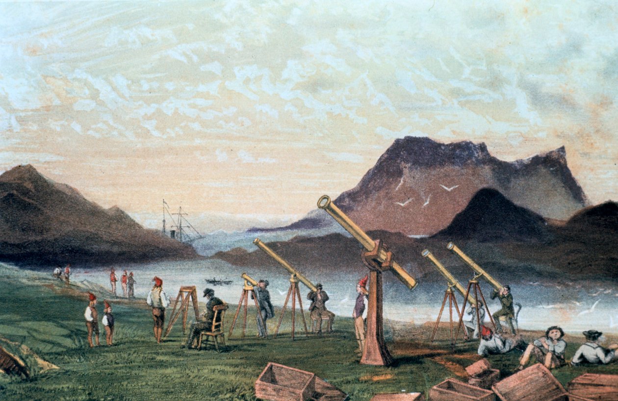 Een totale zonsverduistering waarnemen, 1851 1857 door Unbekannt