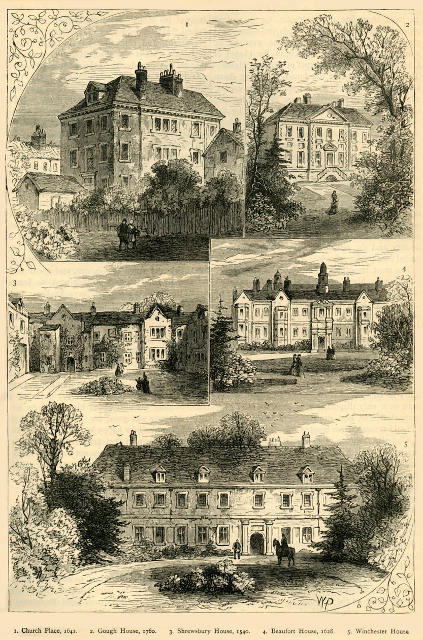Oude Landhuizen in Chelsea, ca. 1876 door Unbekannt