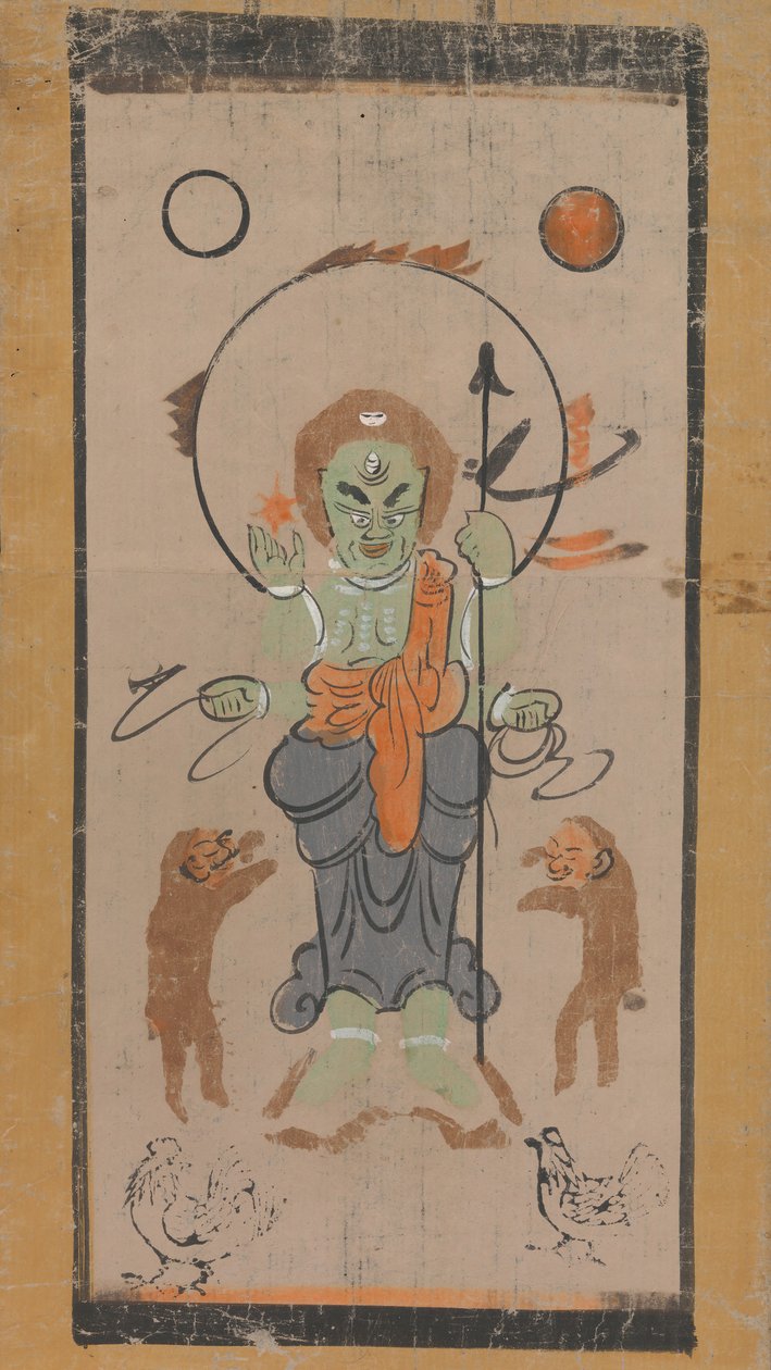 Otsu-e van Shomen Kongoyasha Vajrayaksha door Unbekannt