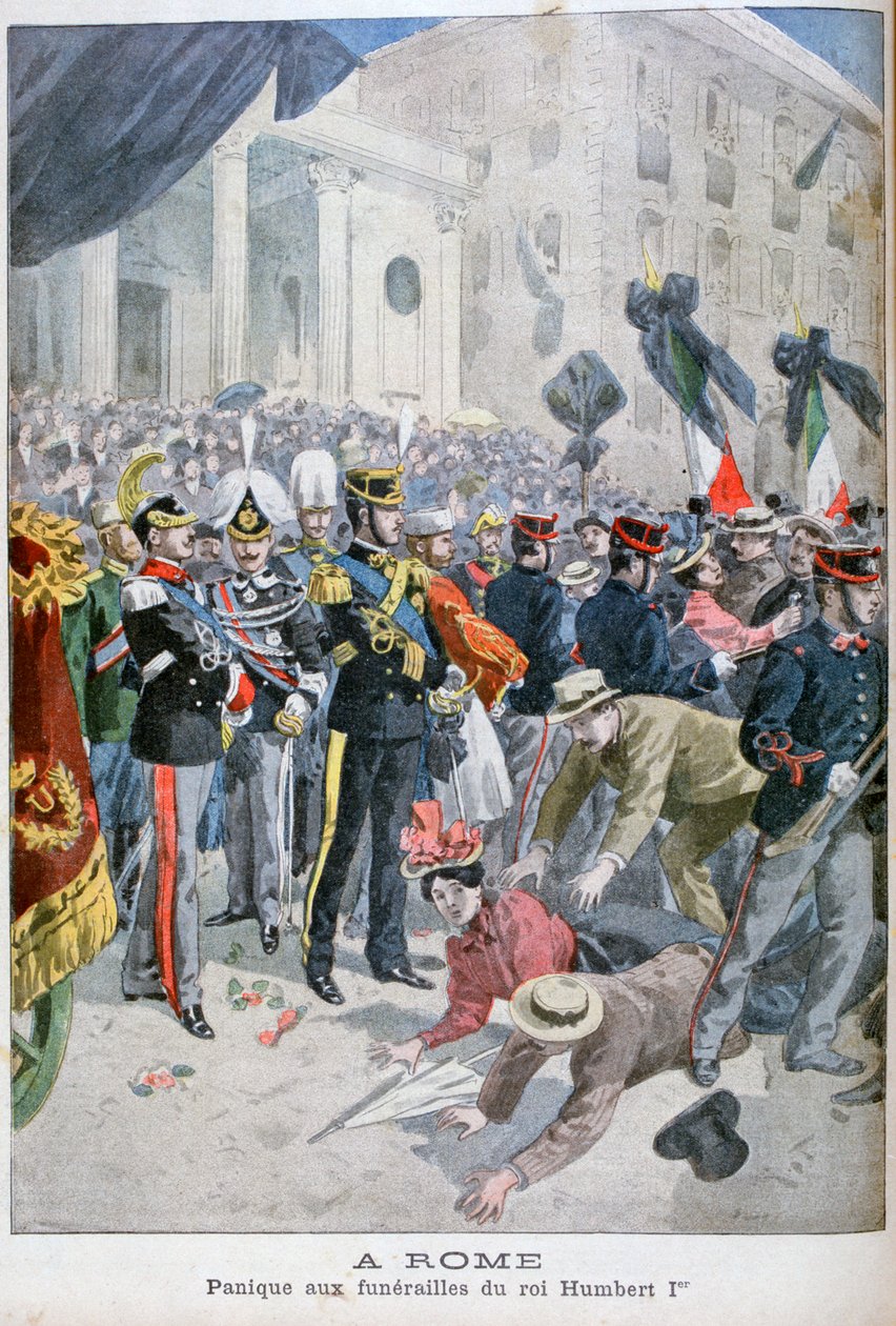 Paniek bij de begrafenis van Koning Humbert, Rome, 1900 door Unbekannt