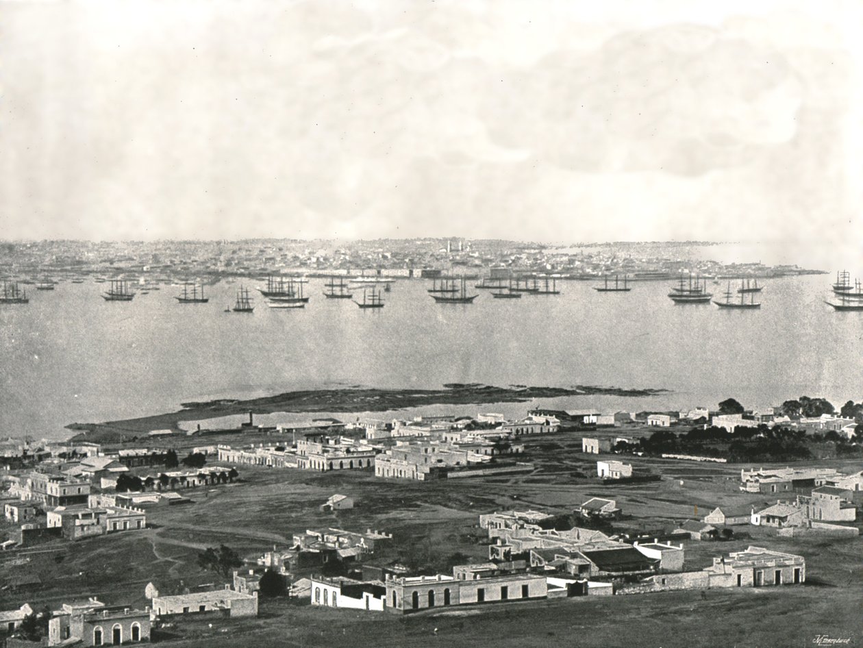 Panorama vanaf de heuvel, Montevideo, Uruguay, 1895 door Unbekannt