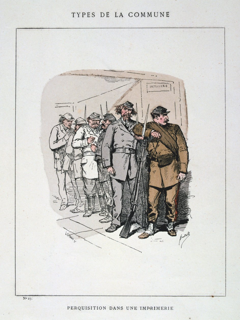 Huiszoeking in een Drukkerij, Parijse Commune, 1871 door Unbekannt