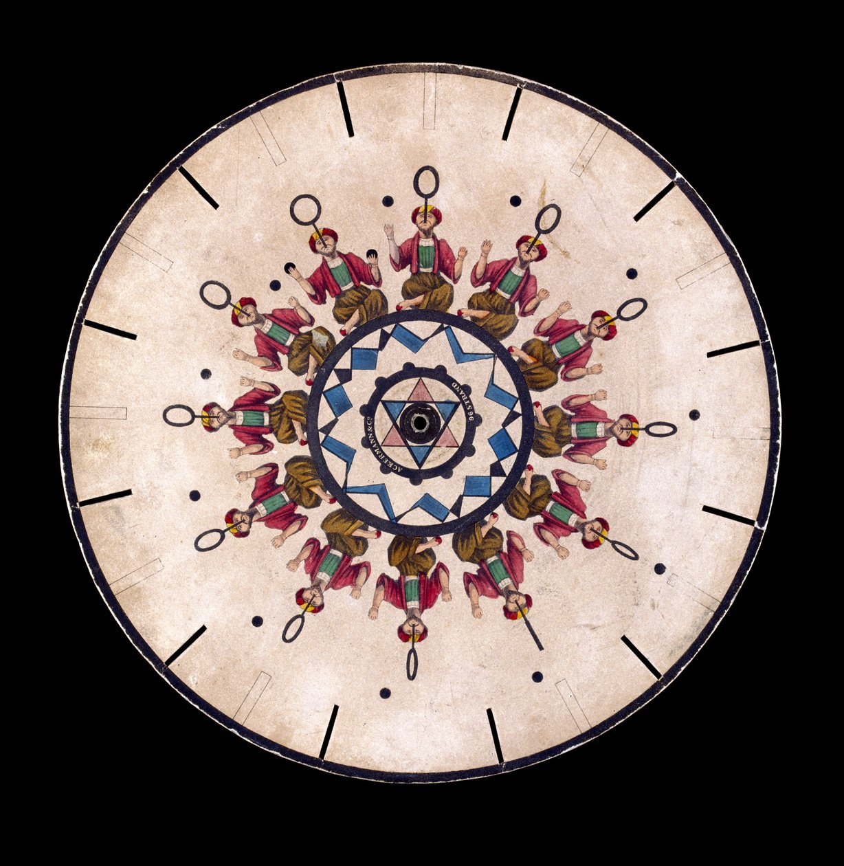 Phenakistoscoop-schijf met een jongleur, ca. 1830 door Unbekannt