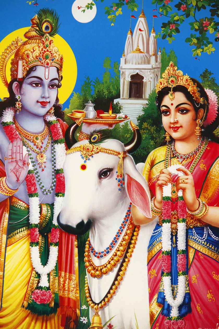 Afbeelding van hindoegoden Rada & Krishna India door Unbekannt
