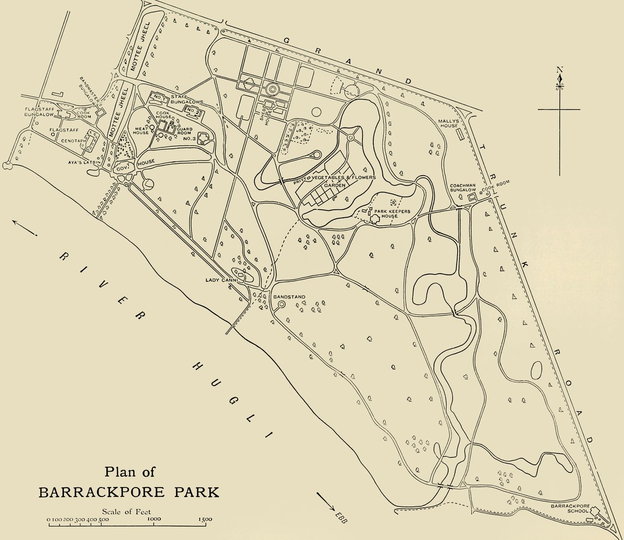 Plan van Barrackpore Park, 1925 door Unbekannt