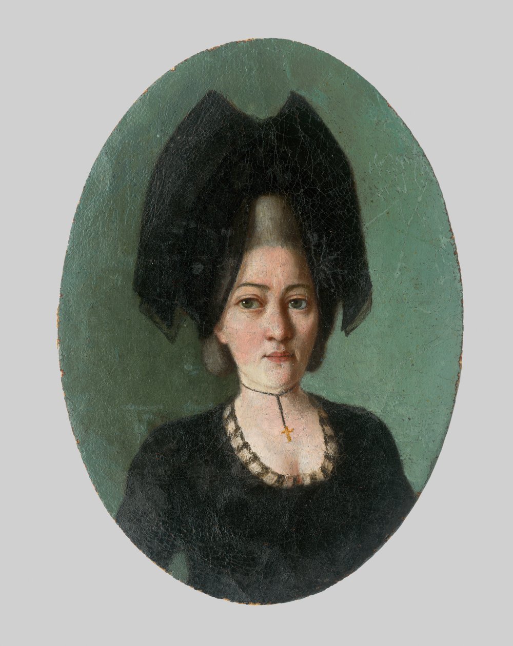 Portret van een vrouw in het zwart door Unbekannt